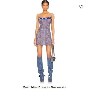 Mesh Snakeskin Mini Dress